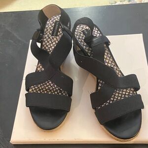 Lands' End Black Wedge Sandals